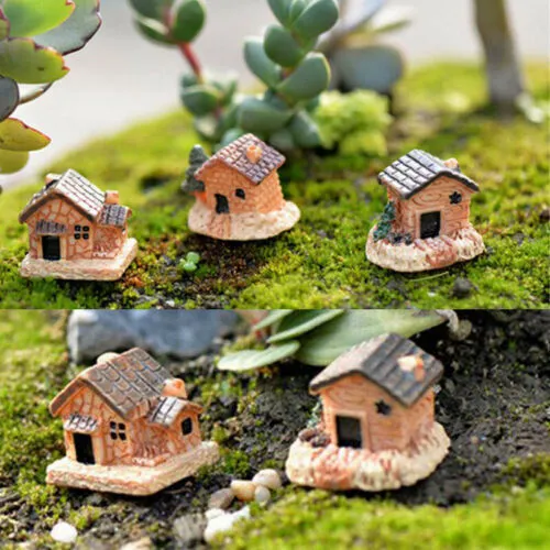 Ornament Garden Decor Landscape Toys Mini House Cottages Craft 3pc DIY Small -
