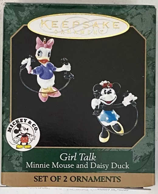 NEW 1999 Hallmark Keepsake Miniature Ornaments Girl Talk Minnie Mouse Daisy Duck