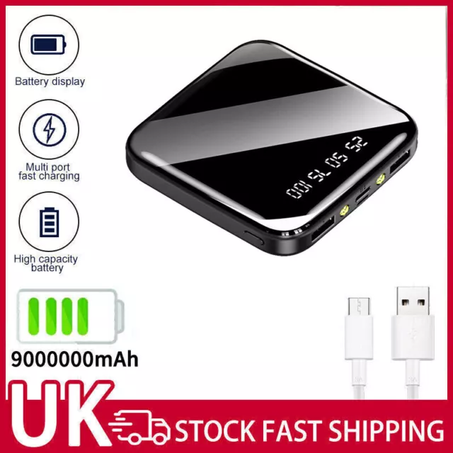 9000000mAh Power Bank Portable Fast Charger Battery Pack 2 USB for Mobile Phone