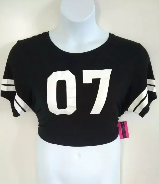 Material Girl Active Women's Tie Back 07 Graphic Black Cropped Top size XXL 2