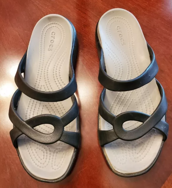 Crocs Women Meleen Twist Sandals/ Slides  Black/ Grey  * Size 10*