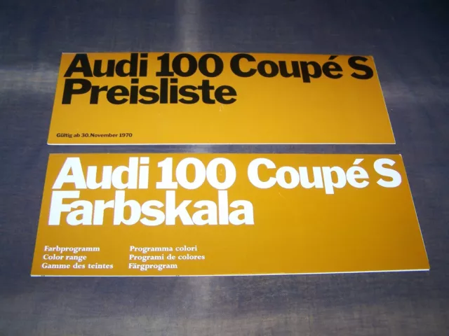 TOPRARITY original color card + price list Audi 100 Coupe S from 1970!!!