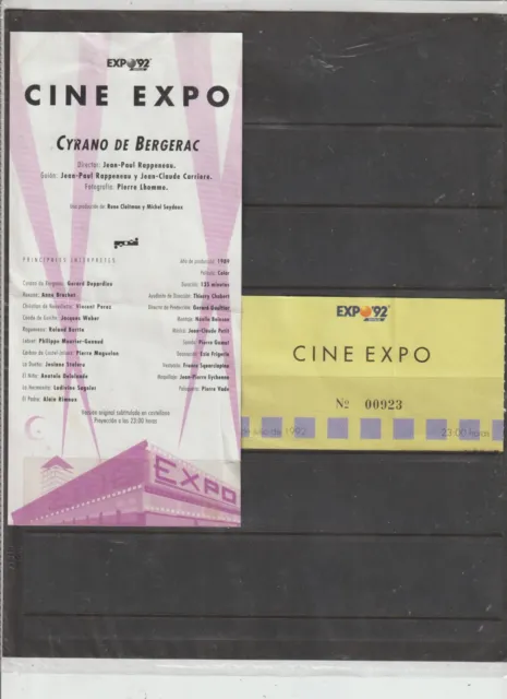 Expo 92 Sevilla Programa y Entrada a Cine Expo año 1992 (GM-350)