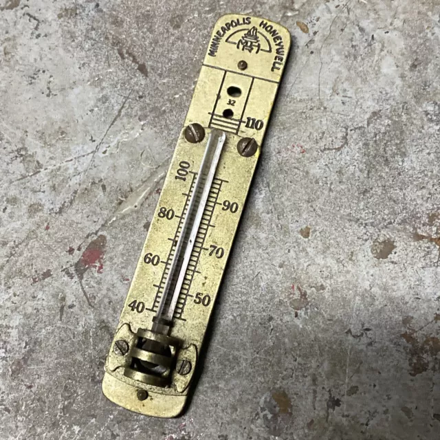 Vintage Minneapolis-Honeywell Thermometer Plate Brass