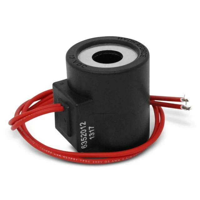 HydraForce 6352012 Solenoid Valve Coil, Wire Leads, 12v DC, Size 10