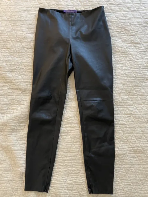 Ralph Lauren Collection Eleanora Stretch Leather Pants in Black Size 8 $1990