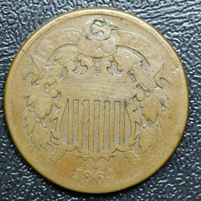 1864 2c Two Cent Piece United States US Old Coin
