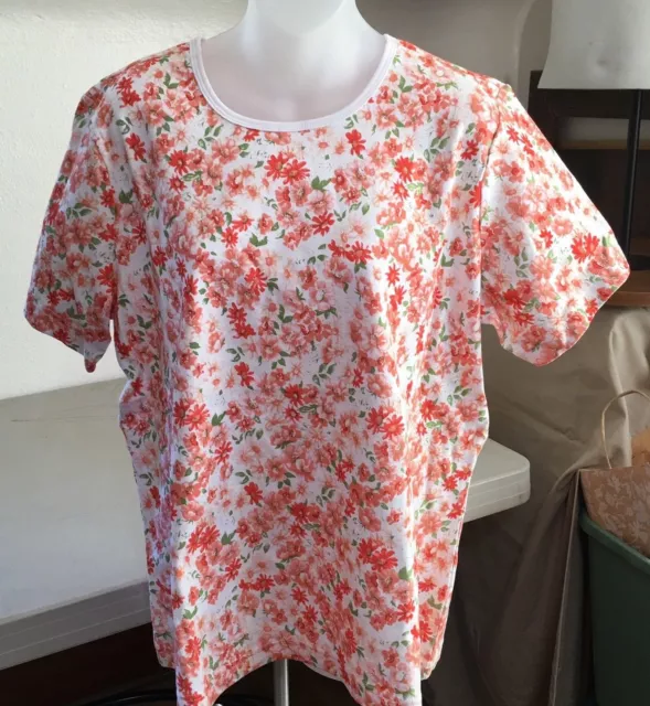 Norm Thompson Prima Cotton Floral Tee T Shirt Top Women's LRG Never Worn  E18