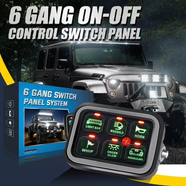 6 Gang Switch Panel Control ON-OFF LED Rocker Toggle For Car Truck Boat Marine