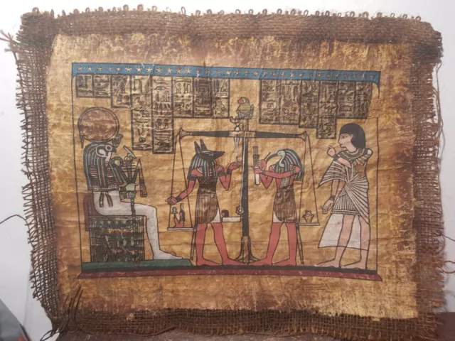 Rare Antique Ancient Egyptian Papyrus Judgement Day After Life Scale 2480 BC
