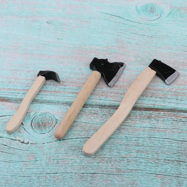 3pcs 1:12 Dollhouse Miniature Hand Tools Axes Kits Garden Accessories