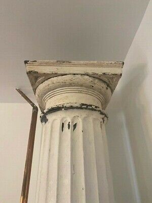 Pair of Antique Iron and Galvanized Metal Fluted Metal Columns, 103 Inches Tall 2