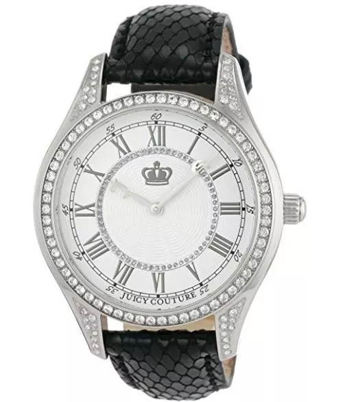 JUICY COUTURE Womens Lively Black Exotic Silver Tone Watch 1900798 NEW