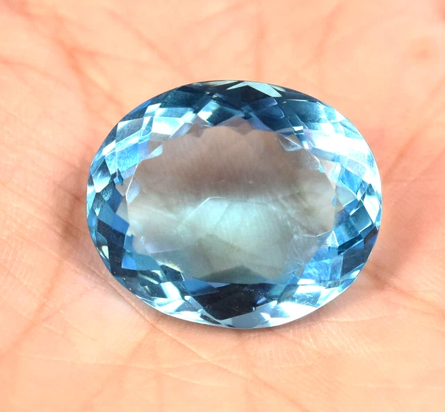Pierre Aigue-marine Bleue Transparente 60+ Carats - Certifiée GIL - Taillee Excellent - Inde - Lab-created