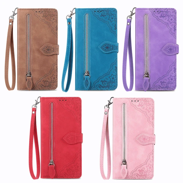 For vivo y50 y30 y5s y31s y52s s9 S9E V20SE Y70 X60 Zip Wallet Case With Strap