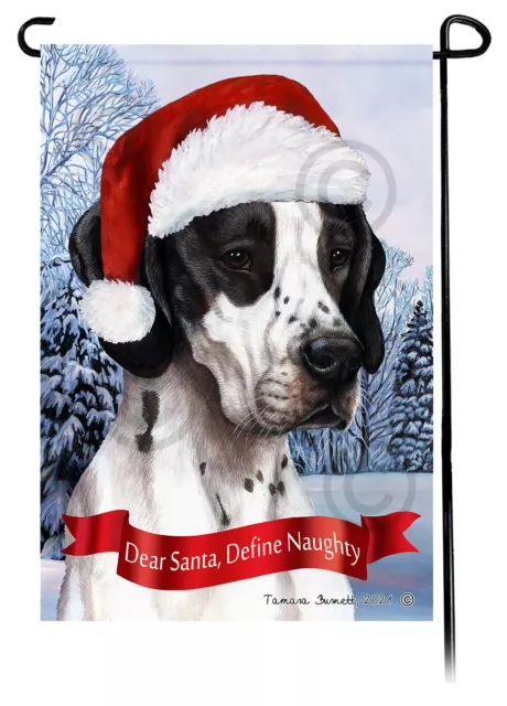 Dear Santa, Define Naughty Garden Flag - Black and White English Pointer 056