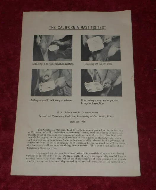 1956 University of California Mastitis Test Brochure Dairy Cow Milk Cell Content