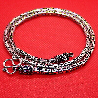 New Byzantine Bali 925 Sterling Silver Amulet Pendant Necklace Chain 4mm 20" 48g