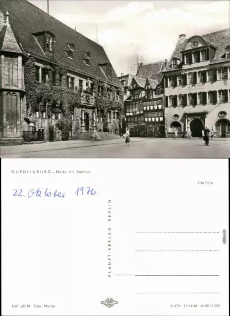 Ansichtskarte Quedlinburg Markt mit Rathaus 1976
