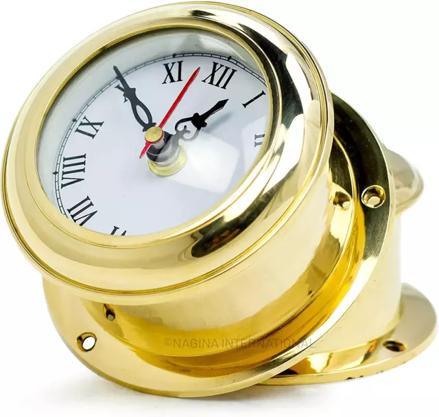 MB Ship'S Clock Solid Brass Nautical Ships Maritime Timekeeper