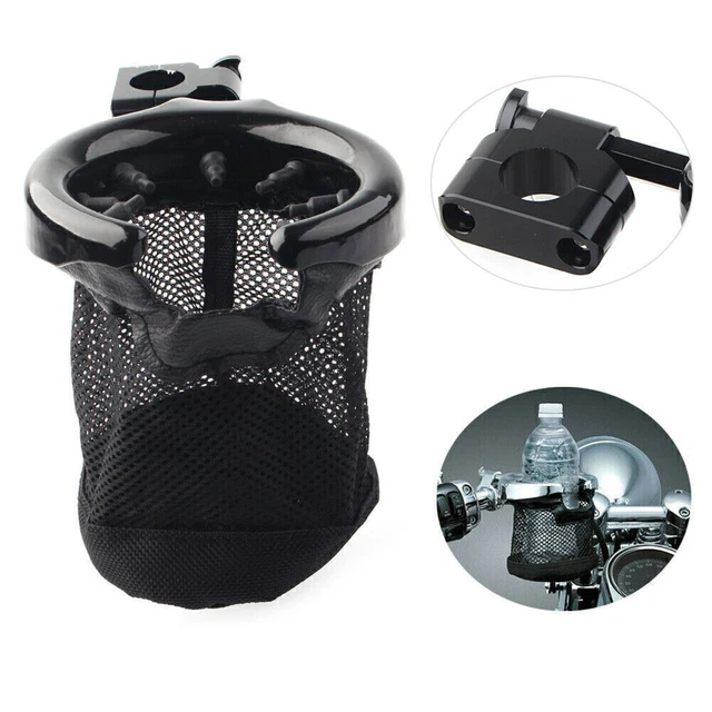 Universal Black 7/8" Handlebar Cup Holder Metal Drink Basket For Harley Dyna FXD