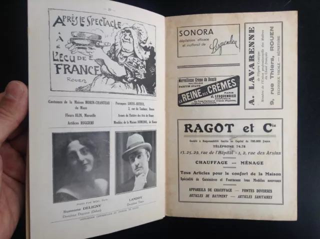 Ancien Programme Theatre des Arts de Rouen danseuse Tanagra  1932 Citroen 3