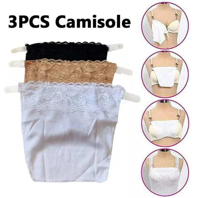 3 Pcs Cleavage Safe Snap-On Mock Camisole Lace Breathable Stretchy