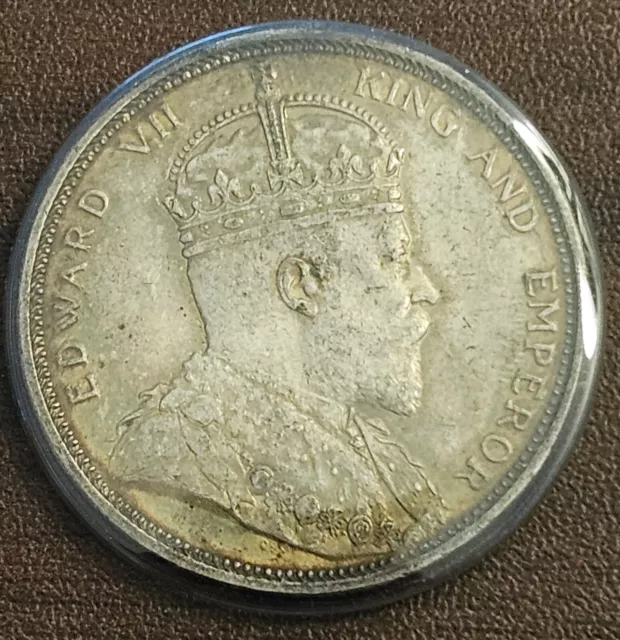 1903 British Malaysia Straits Settlements Edward VII $1 Silver Coin