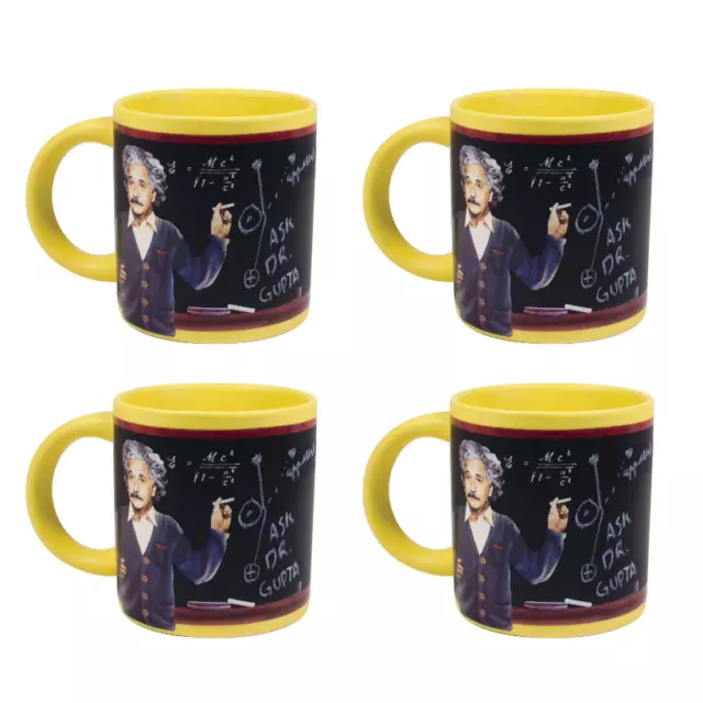 4 Einstein's Blackboard Coffee Mugs - Chalk included