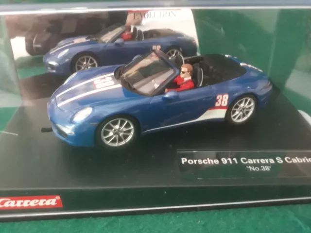 SLOT CAR VOITURE DE CIRCUIT PORSCHE 911 CARRERA S CABRIOLET N°38 CARRERA 1/32ème