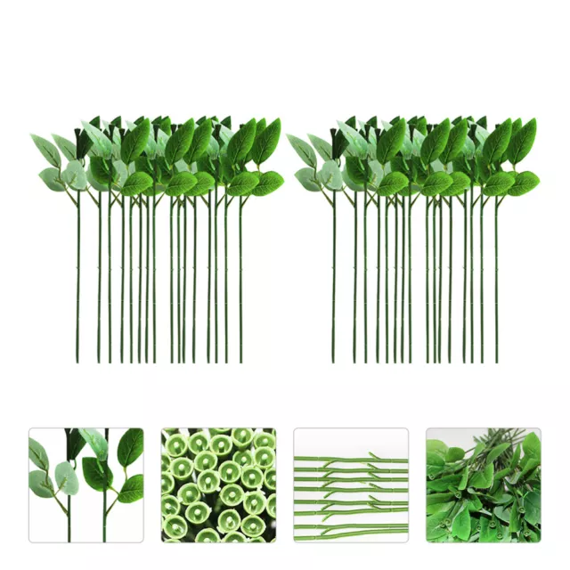 40 Pcs Artificial Greenery Fake Rose Flower Floral Stem Wire 3