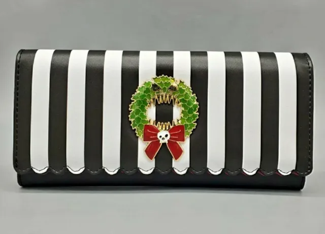 LoUnGeFLy DiSNeY *NIGHTMARE BEFORE CHRISTMAS* STRIPED WALLET w/ WREATH / NWT!!!