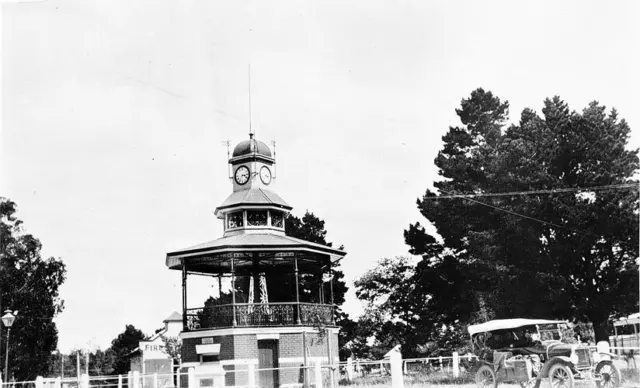 Bandstand and clock tower at Beaufort Beaufort Victoria ca 1925 OLD PHOTO