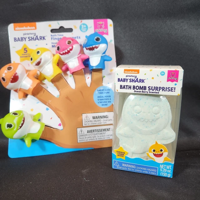 BABY SHARK Bath Time Finger Puppets & Bath Bomb Surprise Nickelodeon