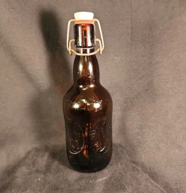 Vintage Brown Glass Swing Top Rubber Seal Grolsch Bottle