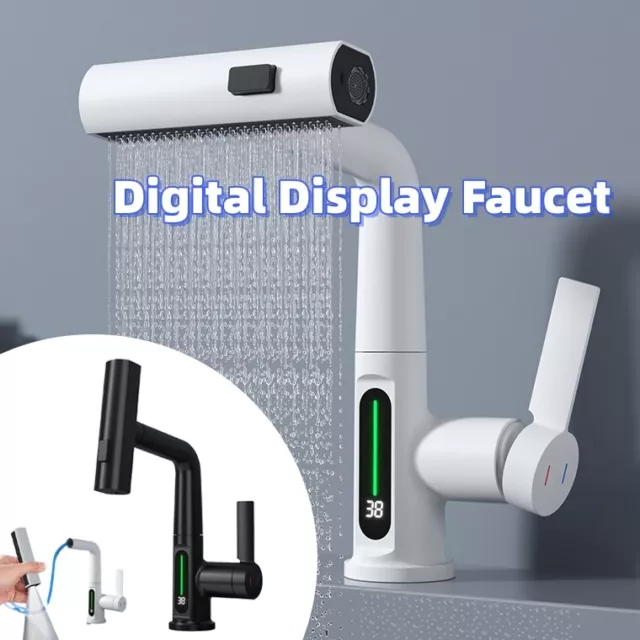 Intelligent Digital Display Faucet Pull-out Basin Faucet Temperature Digital Dis