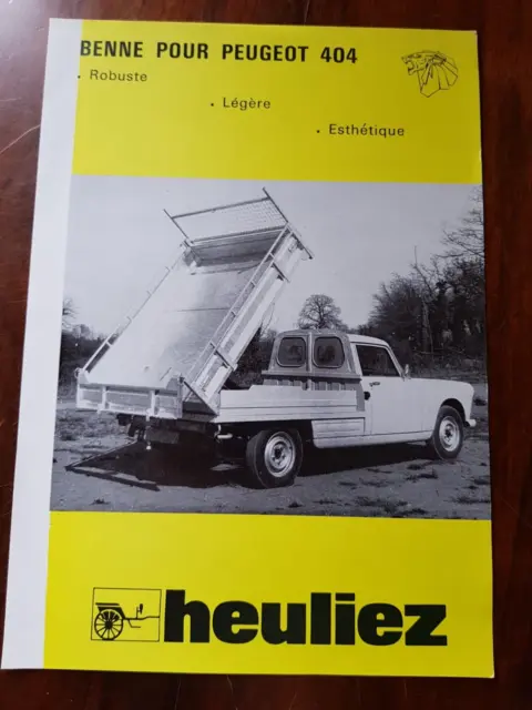 Peugeot 404 Pick-Up Body Heuliez Brochure French 1976
