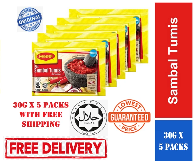 5 Confezioni X 30g NUOVO MAGGI SAMBAL TUMIS Piccante Uso Universale Pasta...