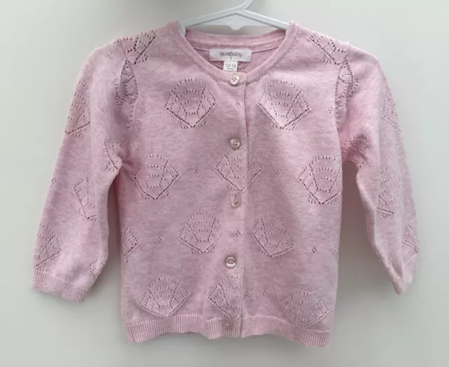 Purebaby Baby Girl Pink Cardigan Size 1 12-18months BNWOT