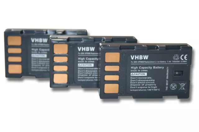 3x Batería reemplaza JVC BN-VF815 BN-VF808U BN-VF823U BN-VF815U BN-VF823 750mAh