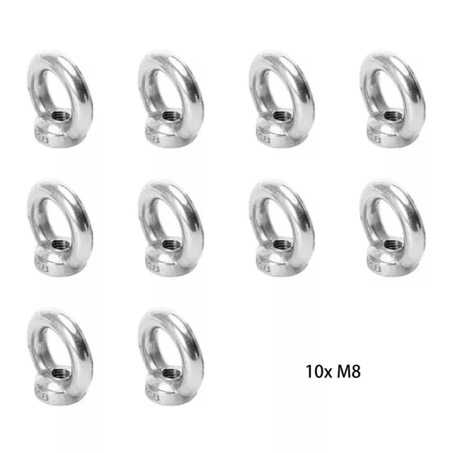 10x 304 Stainless Lifting Eye Bolt Ring Shape Threaded Nuts Parts M6/M8/M10/M12