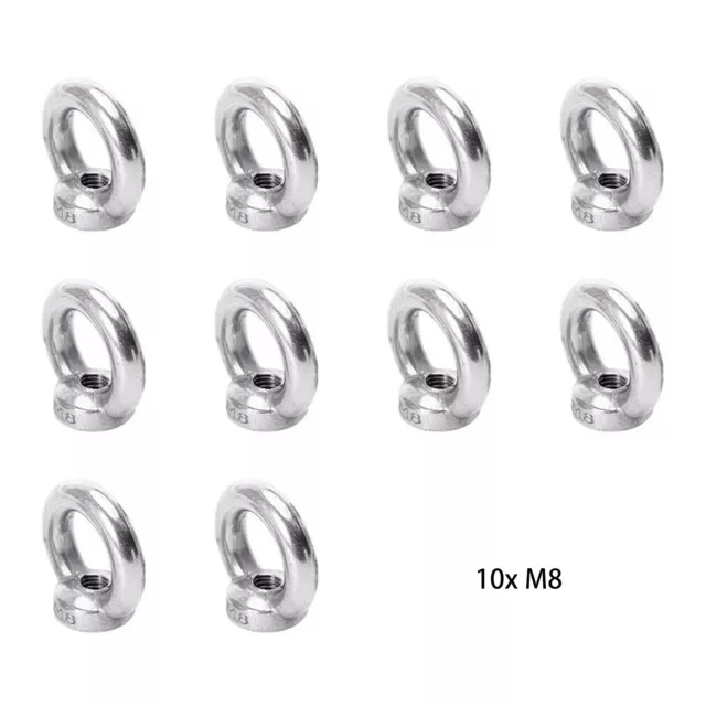 10x Ring Nut M6/M8/M10/M12 Eye Nut 304 Stainless Steel Female Thread Eye Bolts