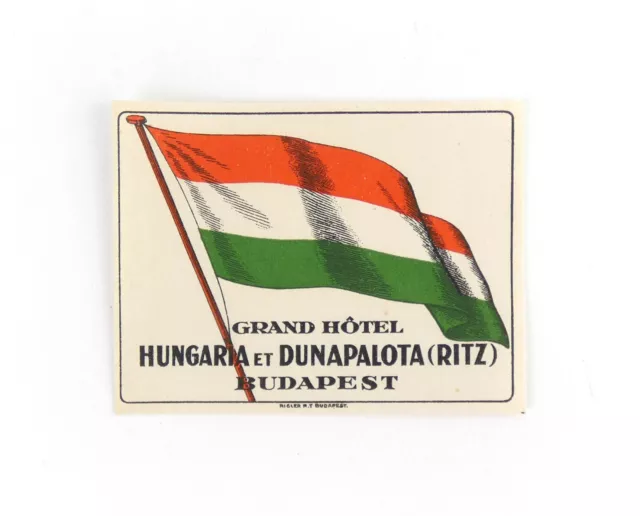 HUNGARY Budapest GRAND HOTEL HUNGARIA ET DUNAPALOTA 1930s Luggage Label ORIG