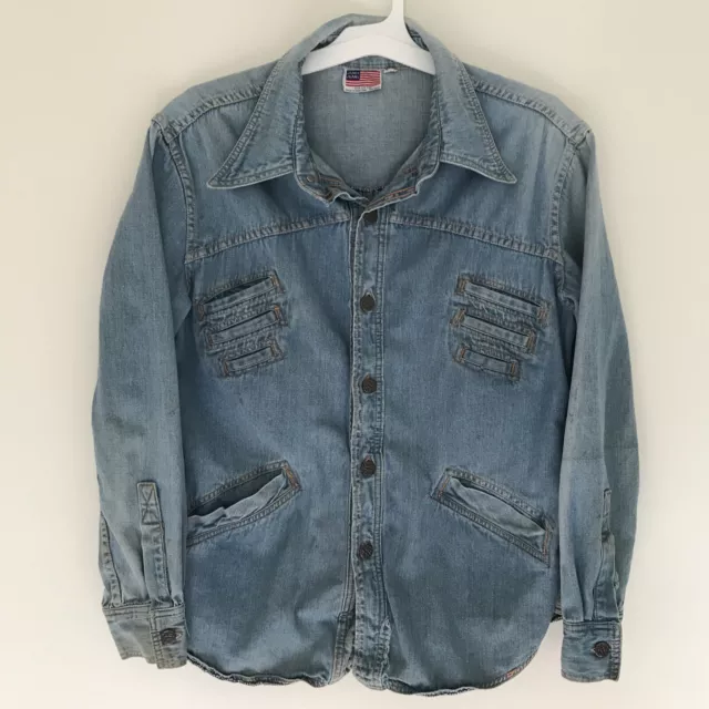 RARE Vintage Jandy Jeans 70s Shirt Jacket L 42-44 disco Boho 100% Cotton Denim