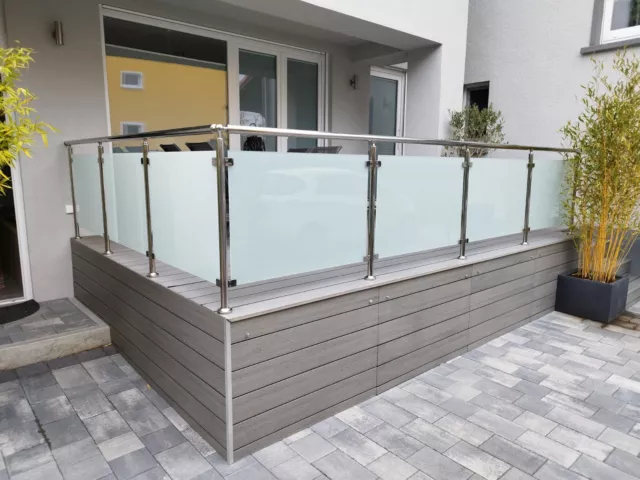 Balkongeländer mit VSG-Glas Edelstahlgeländer Geländer Treppe Terrasse Bausatz