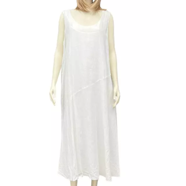 Eileen Fisher Organic Handkerchief Linen Tank Dress in White size XL NWT