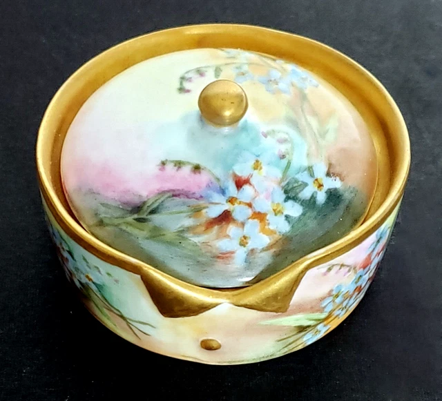 Antique Hand Painted Porcelain Collar Button Box Rosenthal Bavaria