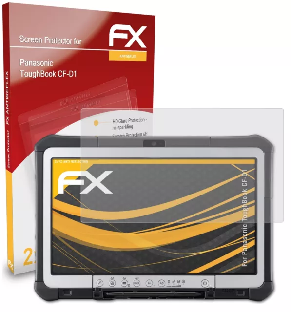 atFoliX 2x Panzerfolie für Panasonic ToughBook CF-D1 Schutzfolie matt&stoßfest