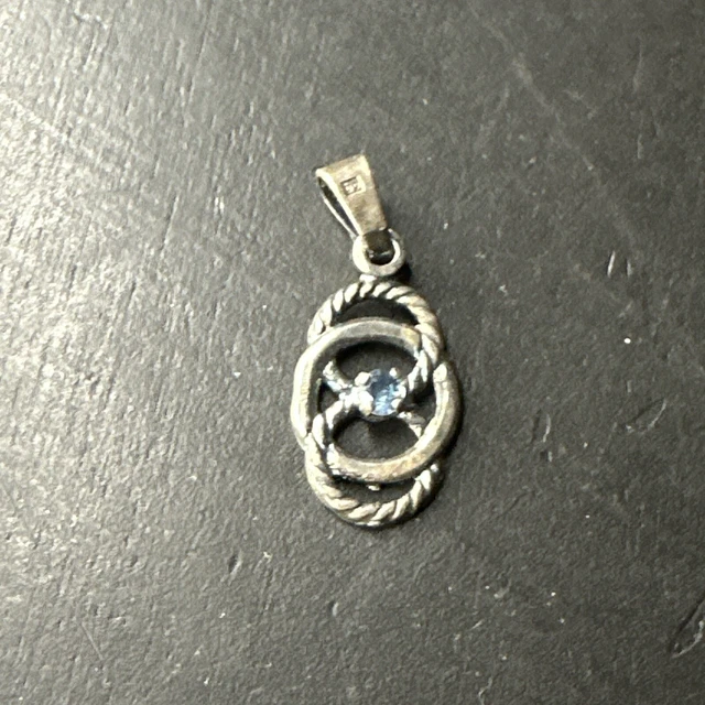 Pendentif Ancien En Argent Massif 925 - Nœud Style Art Nouveau - Occasion
