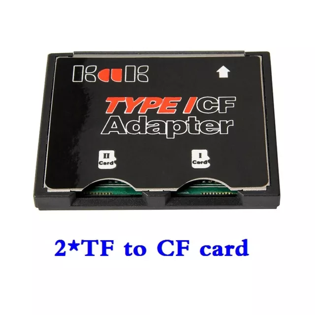 2 Port Micro SD TF to CF Card ADAPTER MMC SDHC SDXC 2 COMPACT FLASH TYPE I UDMA